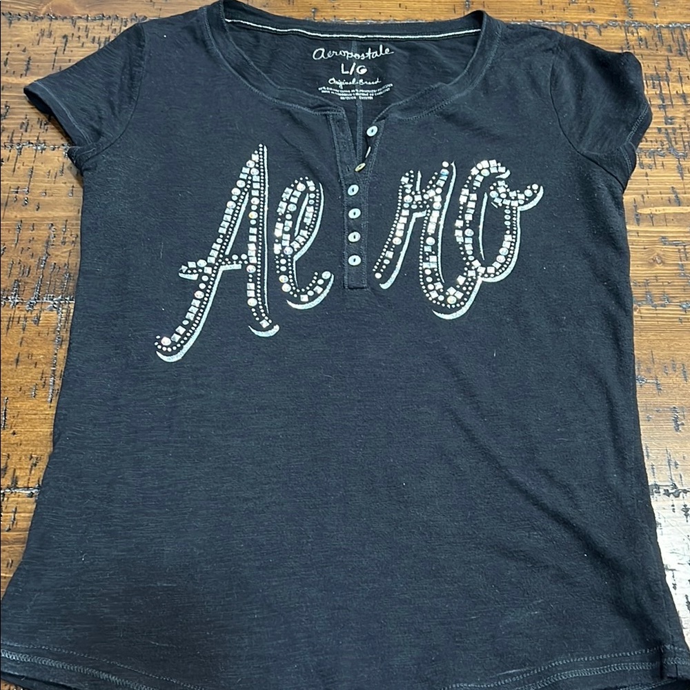 Aeropostale Black Graphic Tee